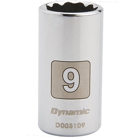 DYNAMIC Tools 1/4" Drive 12 Point Metric, 9mm Standard Length, Chrome Socket D003109